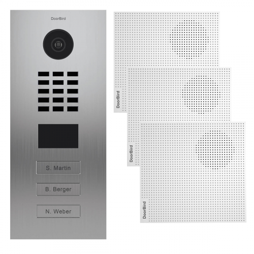 Kit de videoportero IP con lector de tarjetas RFID 3 timbres + 3 carillones - Doorbird D2103V Saltwater Stainless Steel